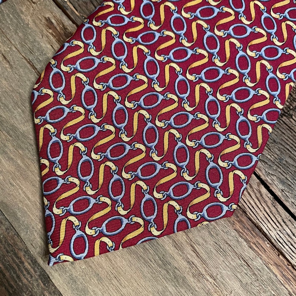 Brooks Basics Red Chain Printed Pure Silk Neck Tie
